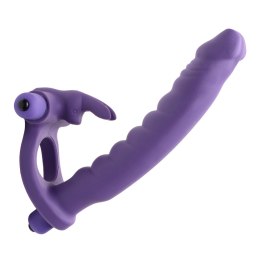 XR Brands Double Delight Rabbit Ring fioletowy silikonowy pierścień wibrujący XR Brands
