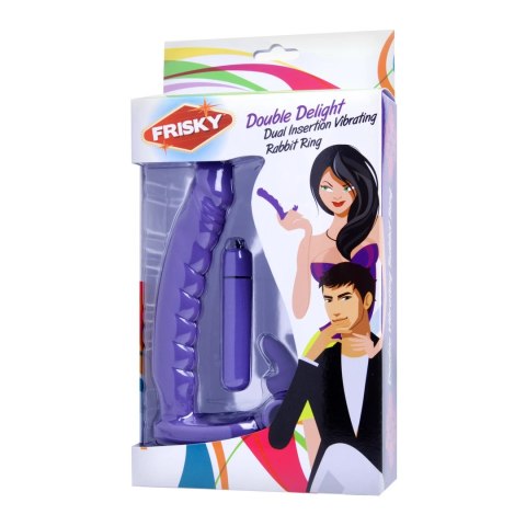 XR Brands Double Delight Rabbit Ring fioletowy silikonowy pierścień wibrujący XR Brands