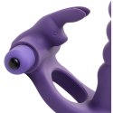 XR Brands Double Delight Rabbit Ring fioletowy silikonowy pierścień wibrujący XR Brands