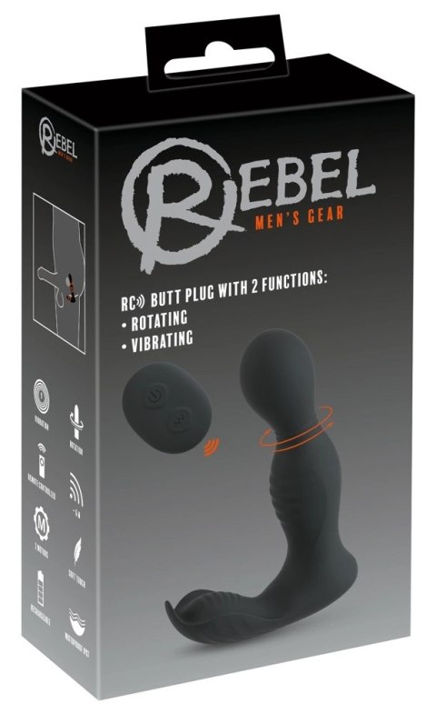 Rebel RC Prostate Massager - Głowka Obrotowa, 9 Trybow, Pilot, Czarny Rebel