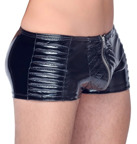 Black Level Bokserki Winylowe L z Zamkiem i Motocyklowym Szyciem Black Level