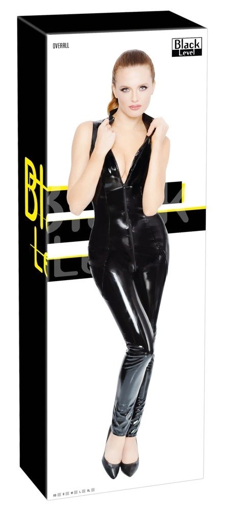 Black Level Kombinezon Vinylowy Czarny Długi Zamek Rozmiar S Black Level