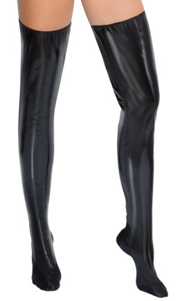Black Level Pończochy winylowe czarne L/XL z elastycznymi wstawkami Black Level