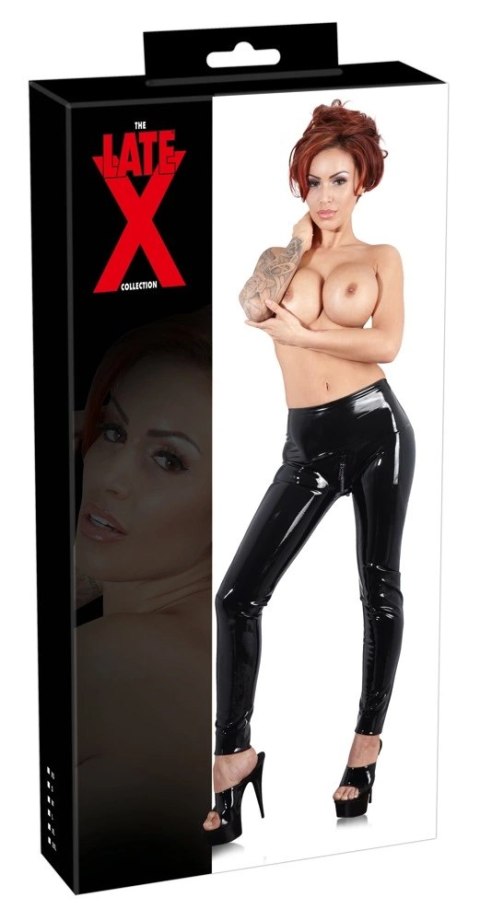 Late X Legginsy Lateksowe Czarny XL z 3-kierunkowym zamkiem Late X