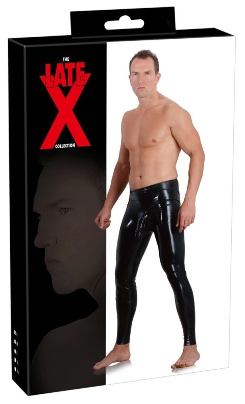 Late X legginsy męskie lateksowe czarne z anatomiczną osłoną 2XL Late X