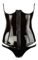 Black Level Gorset Vinylowy Bez Miseczek + Stringi Czarny XL Black Level