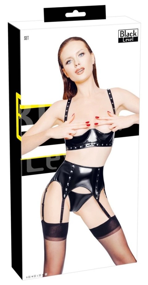 Black Level Komplet 3-częściowy vinylowy czarny M połysk fiszbiny Black Level