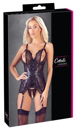 Cottelli Lingerie Koszulka Koronkowa Czarna z Otwartymi Miseczkami M Cottelli
