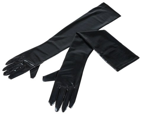 Cottelli Accessories Długie Rękawiczki Wet Look Czarny S-L Cottelli