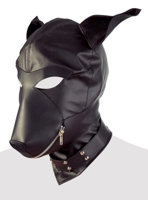 Fetish Collection maska pies z uszami czarna, kołnierz z pierścieniem Fetish Collection