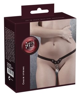 Fetish Collection skorzane stringi z metalowymi łańcuszkami, czarne Fetish Collection
