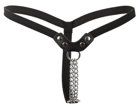 Fetish Collection skorzane stringi z metalowymi łańcuszkami, czarne Fetish Collection