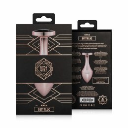 Rosy Gold Nouveau zatyczka anatomiczna z czarnym kryształem, aluminium