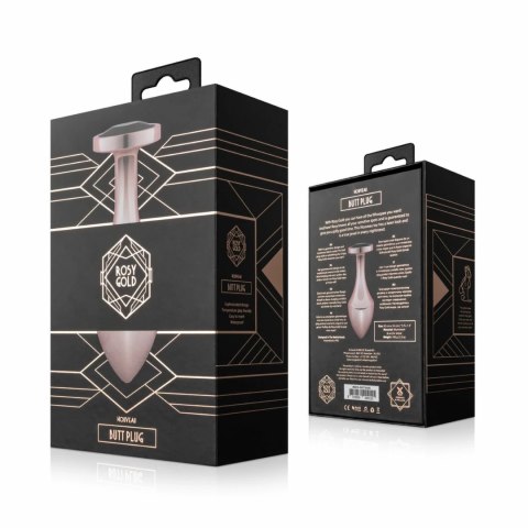 Rosy Gold Nouveau zatyczka anatomiczna z czarnym kryształem, aluminium