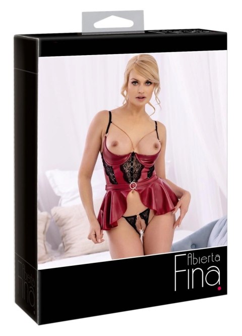 Abierta Fina Longline Biustonosz Otwarty + Koronkowe Stringi 85B/L Abierta Fina