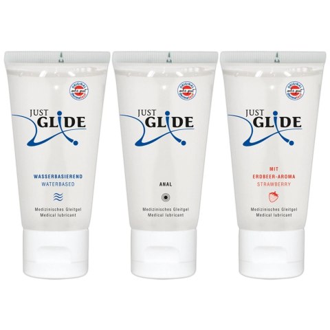 Just Glide Zestaw 3x200 ml Lubrykanty na bazie wody - Anal, Toys, Waterbased Just Glide