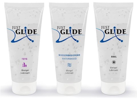 Just Glide Zestaw 3x200 ml Lubrykanty na bazie wody - Anal, Toys, Waterbased Just Glide