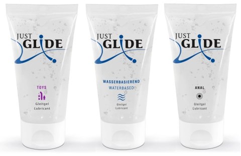 Just Glide Zestaw 3x50 ml - Lubrykanty wodne do skory wrażliwej i akcesoriow Just Glide