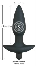 Black Velvets Plug z Wibracją i Uchwyt Średni 15cm Czarny Silikon Black Velvets