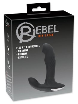 Rebel Plug Pro - Czarny model z masażerem krocza, 16,6 cm, 3 funkcje Rebel