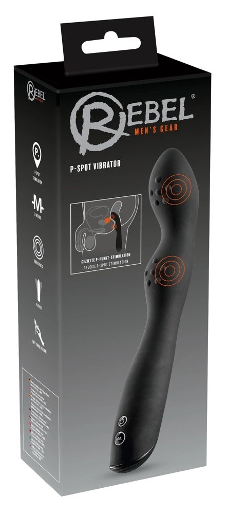 Rebel Zakrzywiony Wibrator Czarny 7 Trybow, Silikonowy 23,5 cm Rebel