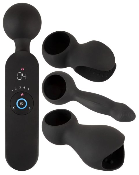 Couples Choice Masażer z 3 wymiennymi końcowkami czarny 21,5 cm Couples Choice