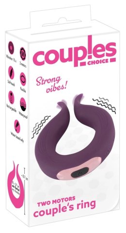 Couples Choice Two Motors - Elastyczny pierścień z silną wibracją, fioletowy Couples Choice