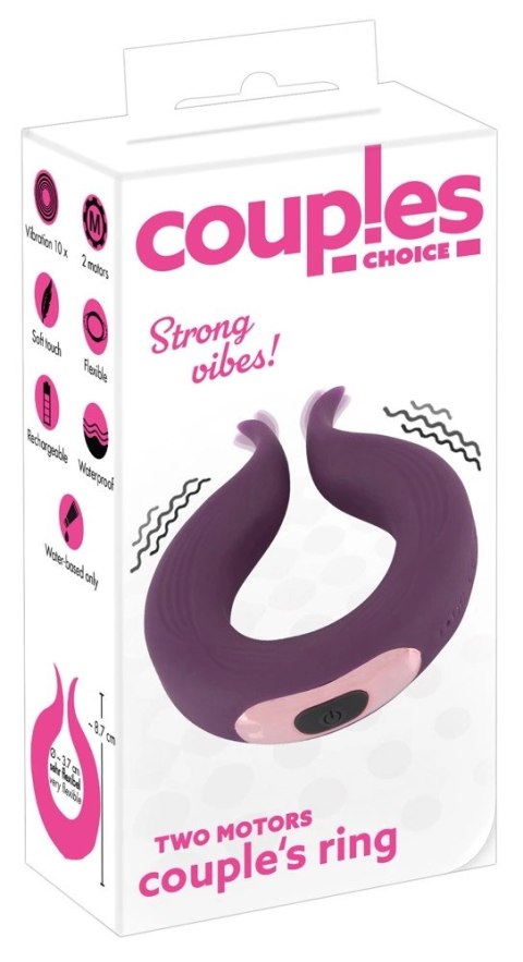 Couples Choice Two Motors - Elastyczny pierścień z silną wibracją, fioletowy Couples Choice