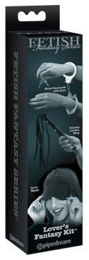 Fetish Zestaw akcesoriow do gry - kajdanki, maska, pejcz, czarny Fetish Fantasy