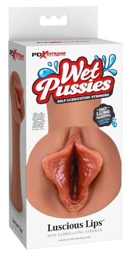 PDX Extreme Wet Pussies Luscious Lips brązowy model Fanta-Flesh 14cm Pipedream