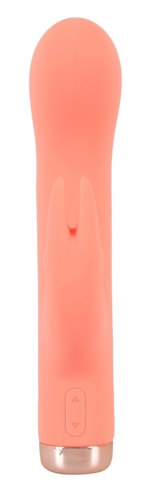 Peachy Mini Rabbit Vibrator model zakrzywiony pomarańczowy silikon 16,7 cm Peachy