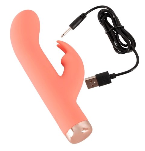 Peachy Mini Rabbit Vibrator model zakrzywiony pomarańczowy silikon 16,7 cm Peachy
