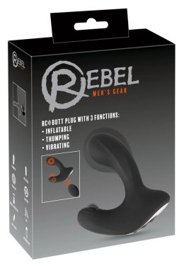 Rebel RC Butt Plug silikonowy, 3 funkcje, z pilotem, czarny, 14,2 cm Rebel