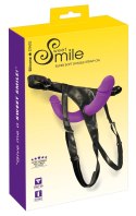 Sweet Smile Double Strap-On Fioletowy - Regulowana uprząż z silikonowymi wkładami Sweet Smile