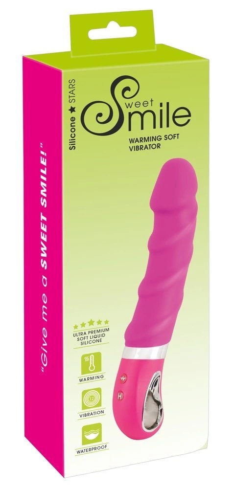 Sweet Smile Wibrator Warming Soft rożowy z funkcją grzania 22,8 cm Sweet Smile