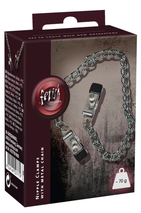 Fetish Collection Łańcuch metalowy z regulowanymi zaciskami 30 cm Fetish Collection