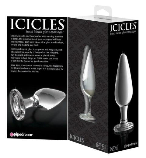 Icicles Model 26 Szklany korek do masażu ręcznie wykonany 11 cm Icicles