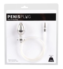 Mystim Plug & Play - Zestaw intymny ze stali nierdzewnej i silikonową rurką Penisplug