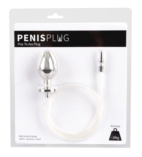 Mystim Plug & Play - Zestaw intymny ze stali nierdzewnej i silikonową rurką Penisplug