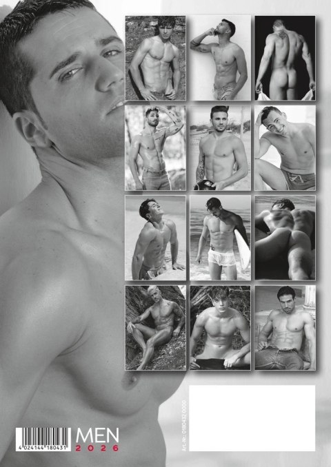 Orion Brand Kalendarz PIN-UP Mężczyźni 12 Miesięcy A3 czarno-biały Orion Brand