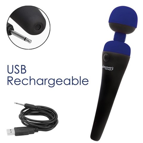 PalmPower Recharge masażer rożdżka z ruchomą głowką niebieski IPX7 PalmPower