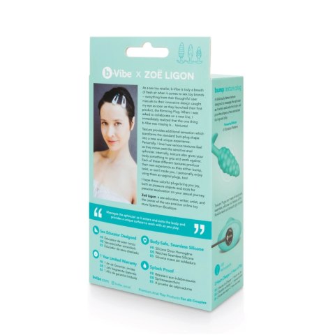 B-Vibe Texture Plug Bump Mint - wibrująca anatomiczna wtyczka silikonowa B-Vibe