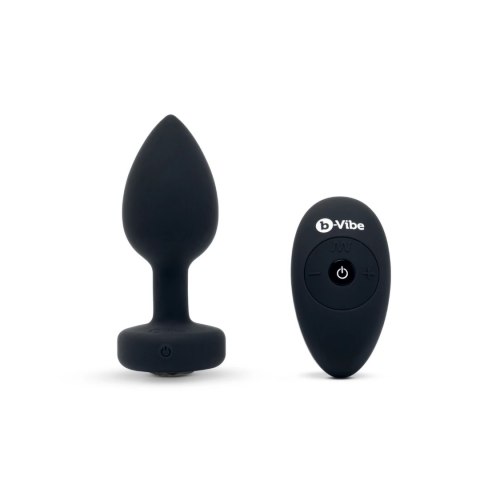 B-Vibe Vibrating Jewel Plug M/L Black Diamond - model z pilotem, 15 trybow B-Vibe