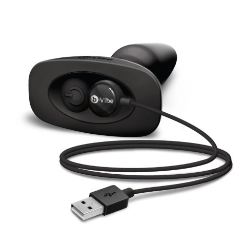 B-Vibe Rimming Plug 2 Black - bezprzewodowy system rotacyjny, silikon B-vibe