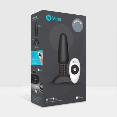 B-Vibe Rimming Plug 2 Black - bezprzewodowy system rotacyjny, silikon B-vibe