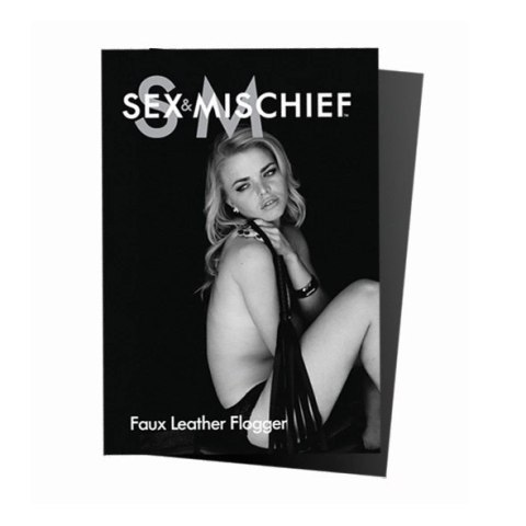 S&M Flogger Black - skorzany pejcz z wygodną rączką, 61 cm Sex&Mischief