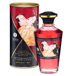 Shunga Aphrodisiac Warming Oil Sparkling Strawberry Wine 100ml - rozgrzewający olejek do masażu z aromatem truskawkowego wina Shunga
