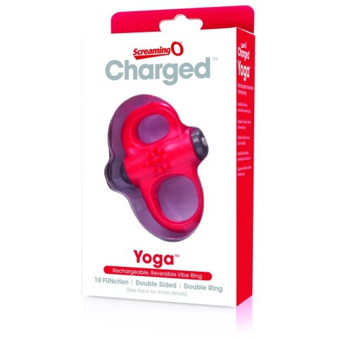 The Screaming O Charged Yoga Red - elastyczny pierścień wibrujący z podwojną pętlą The Screaming O