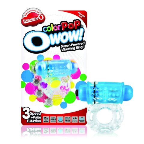 The Screaming O ColorPop Owow Blue pierścień z wibracjami, silikon SEBS The Screaming O
