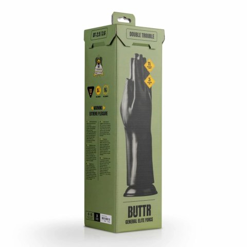 BUTTR Double Trouble Plug anatomiczny z przyssawką czarny XL